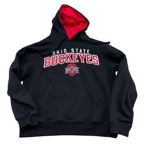 Scarlet & Gray Hoodie Men Medium OHIO STATE BUCKEYES Stitched Casual Stretch VTG